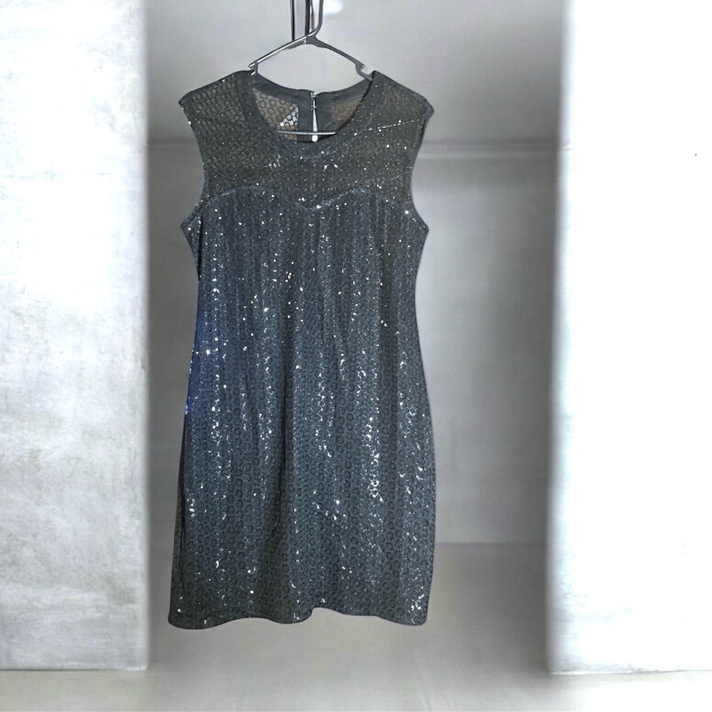 NWT Express Sz M Sequin mesh Sweetheart Black mini Dress Party Night out Date - Picture 6 of 15
